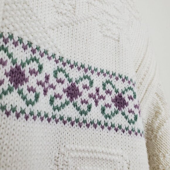 Winona Knits vintage floral granny knit crew neck sweater - Picture 7 of 9